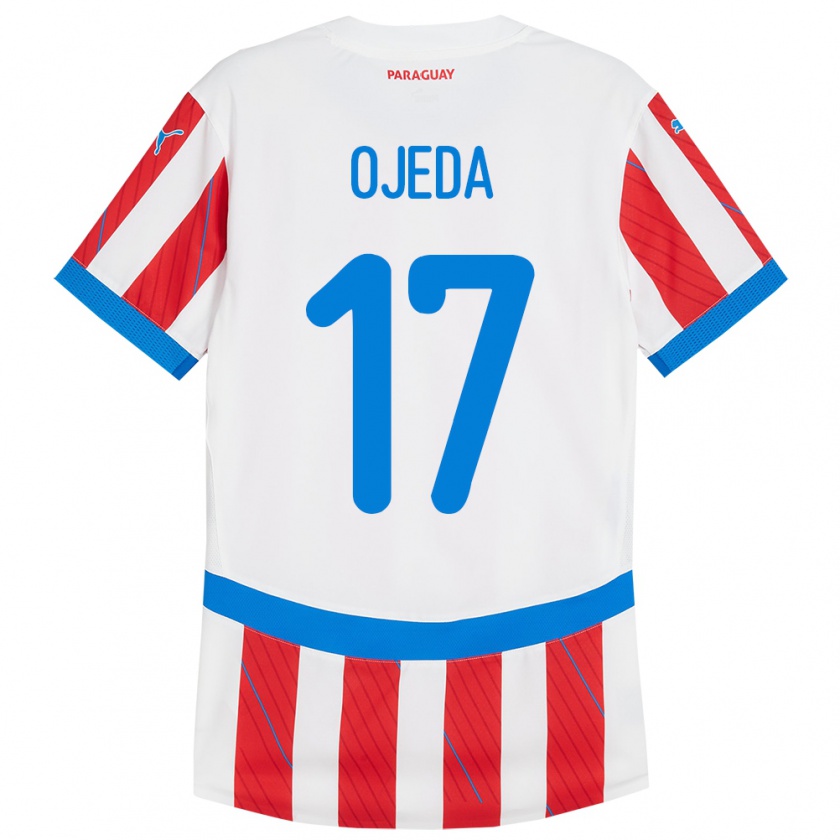 Kandiny Mujer Camiseta Paraguay Deisy Ojeda #17 Blanco Rojo 1ª Equipación 24-26 La Camisa Chile