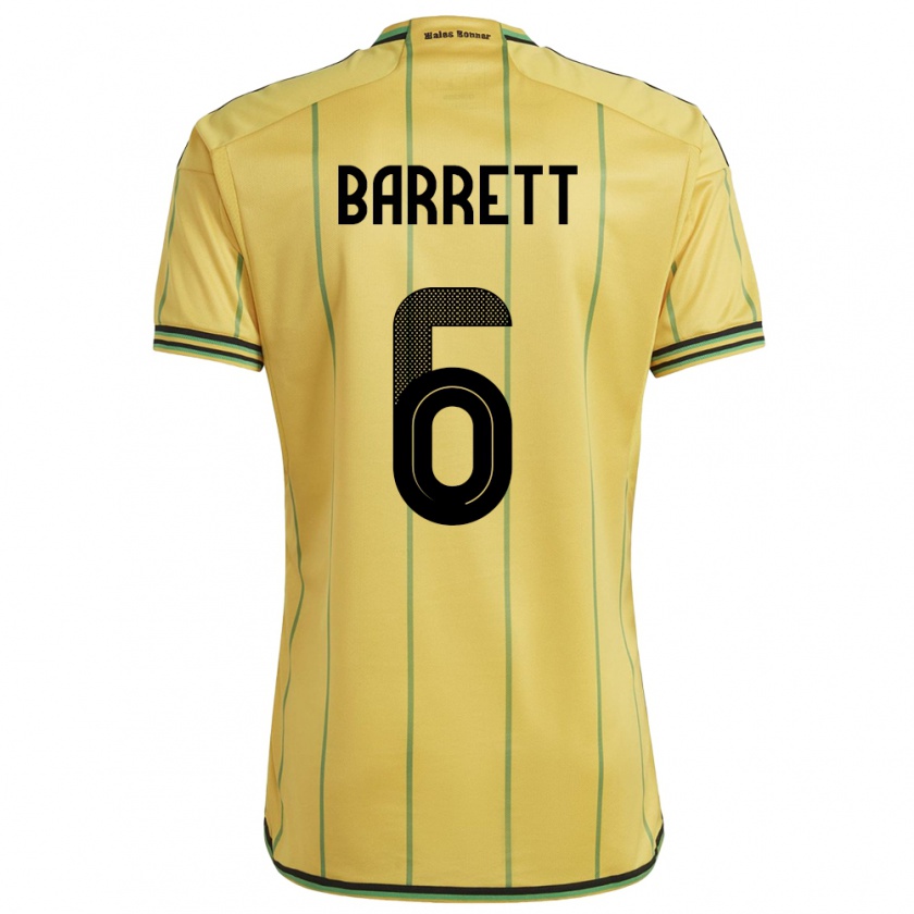 Kandiny Mujer Camiseta Jamaica Ronaldo Barrett #6 Amarillo 1ª Equipación 24-26 La Camisa Chile