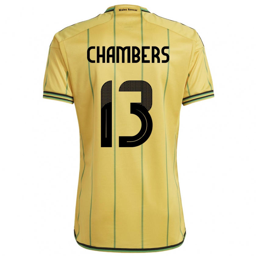 Kandiny Mujer Camiseta Jamaica Chris-Ann Chambers #13 Amarillo 1ª Equipación 24-26 La Camisa Chile