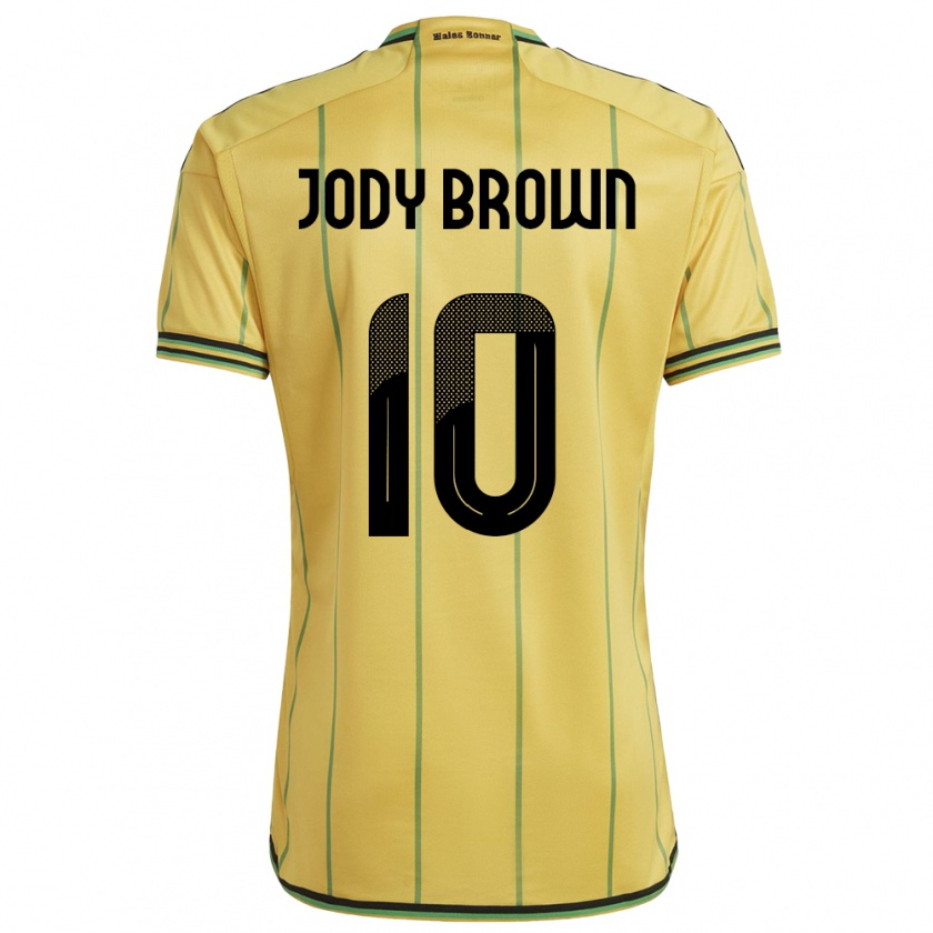 Kandiny Mujer Camiseta Jamaica Jody Brown #10 Amarillo 1ª Equipación 24-26 La Camisa Chile