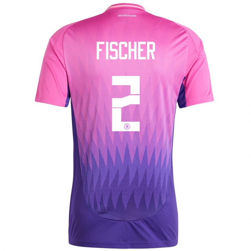 Kandiny Mujer Camiseta Alemania Kilian Fischer #2 Rosado Morado 2ª Equipación 24-26 La Camisa Chile