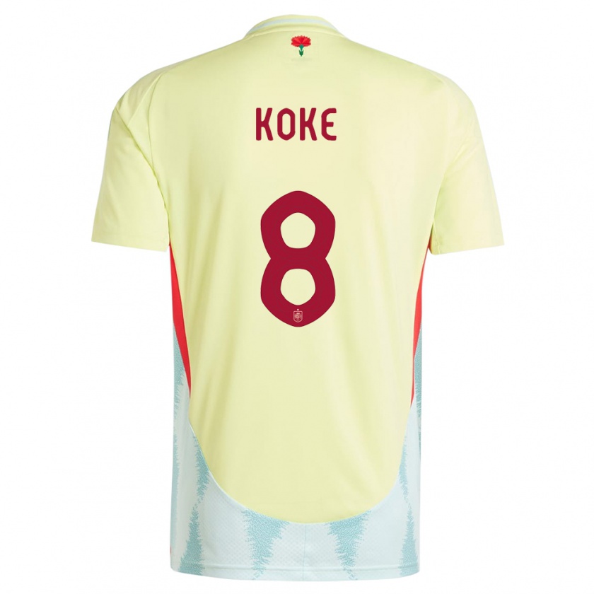 Kandiny Mujer Camiseta España Koke #8 Amarillo 2ª Equipación 24-26 La Camisa Chile