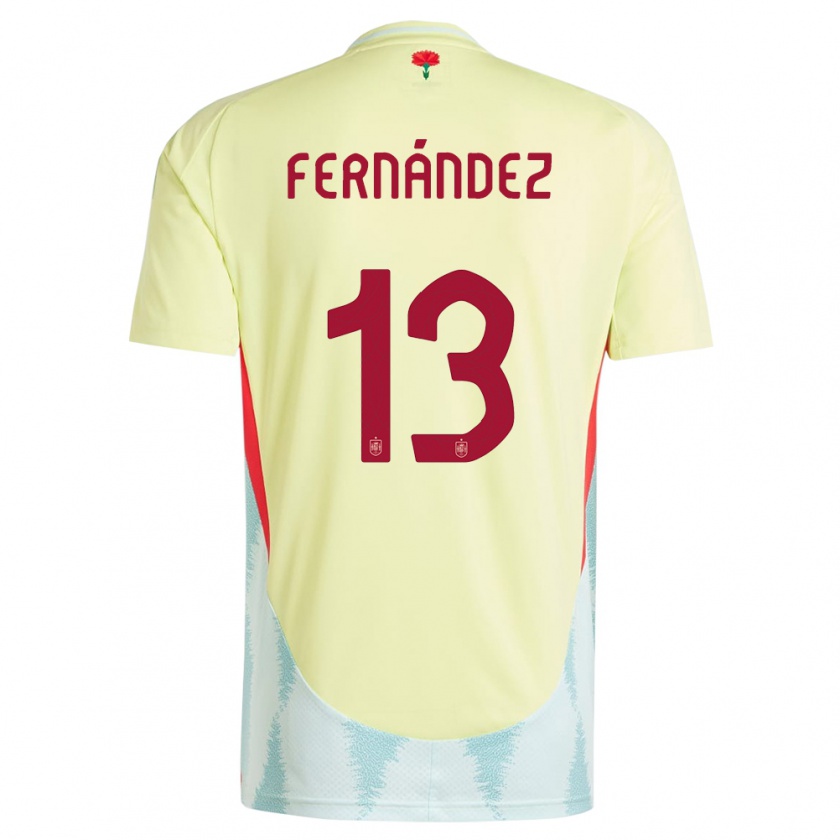 Kandiny Mujer Camiseta España Cesar Fernandez #13 Amarillo 2ª Equipación 24-26 La Camisa Chile