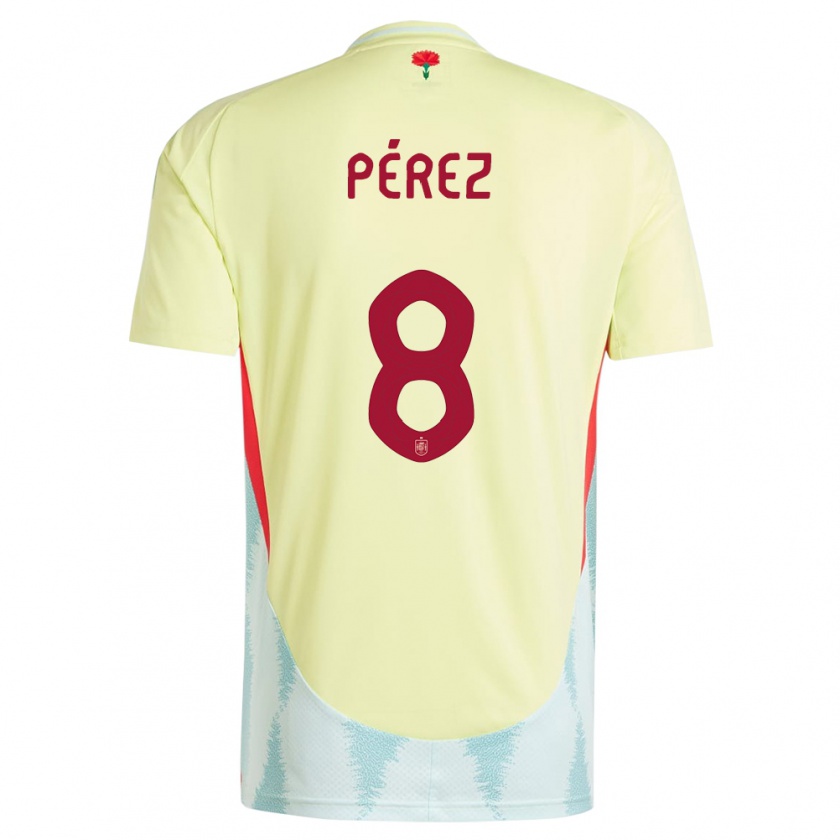 Kandiny Mujer Camiseta España Dani Perez #8 Amarillo 2ª Equipación 24-26 La Camisa Chile