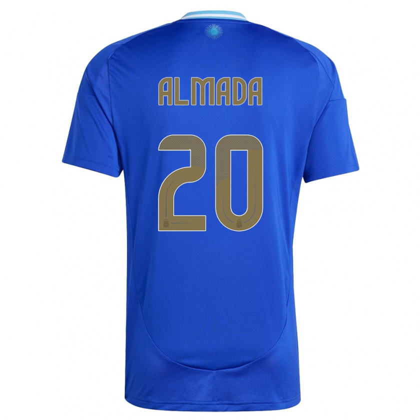 Kandiny Mujer Camiseta Argentina Thiago Almada #20 Azul 2ª Equipación 24-26 La Camisa Chile