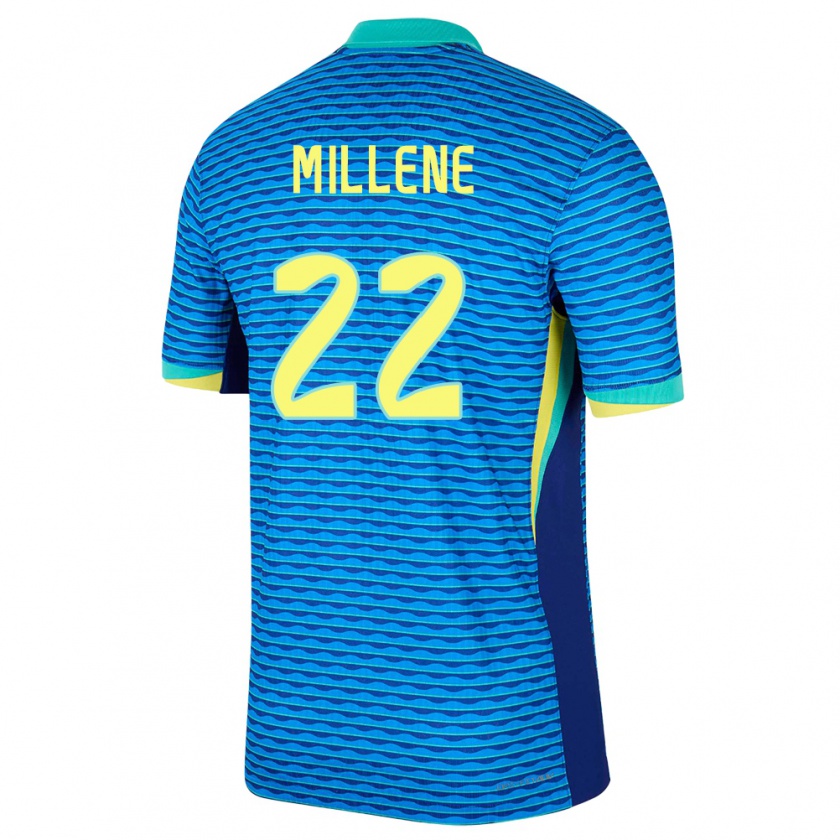 Kandiny Mujer Camiseta Brasil Millene #22 Azul 2ª Equipación 24-26 La Camisa Chile