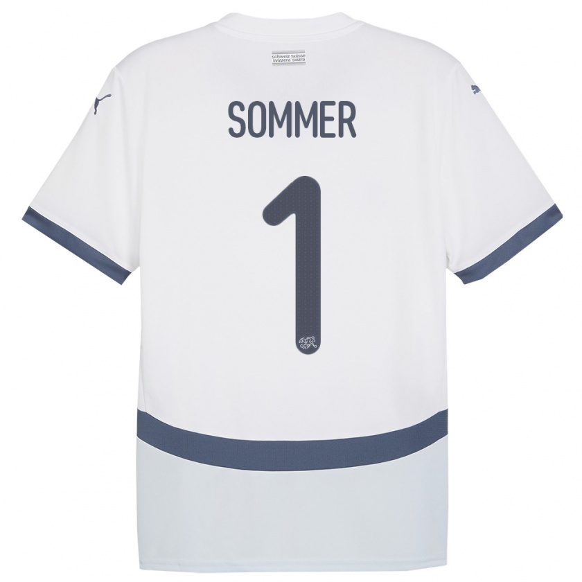 Kandiny Mujer Camiseta Suiza Yann Sommer #1 Blanco 2ª Equipación 24-26 La Camisa Chile