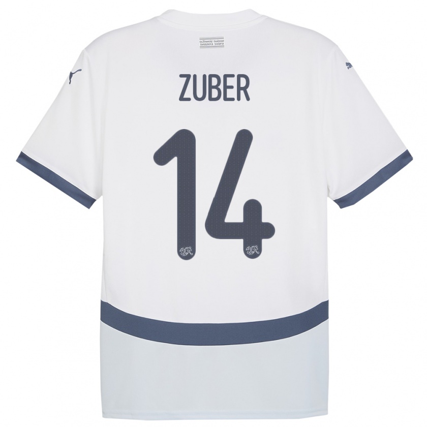 Kandiny Mujer Camiseta Suiza Steven Zuber #14 Blanco 2ª Equipación 24-26 La Camisa Chile