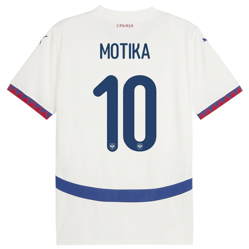 Kandiny Mujer Camiseta Serbia Nemanja Motika #10 Blanco 2ª Equipación 24-26 La Camisa Chile