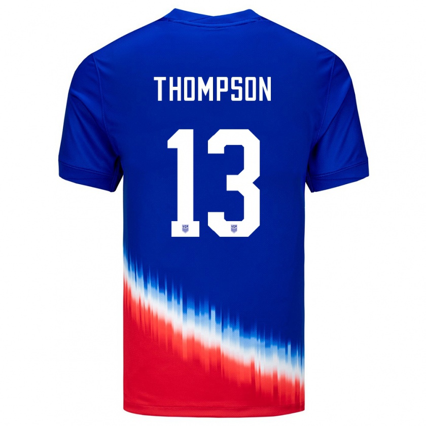 Kandiny Mujer Camiseta Estados Unidos Alyssa Thompson #13 Azul 2ª Equipación 24-26 La Camisa Chile