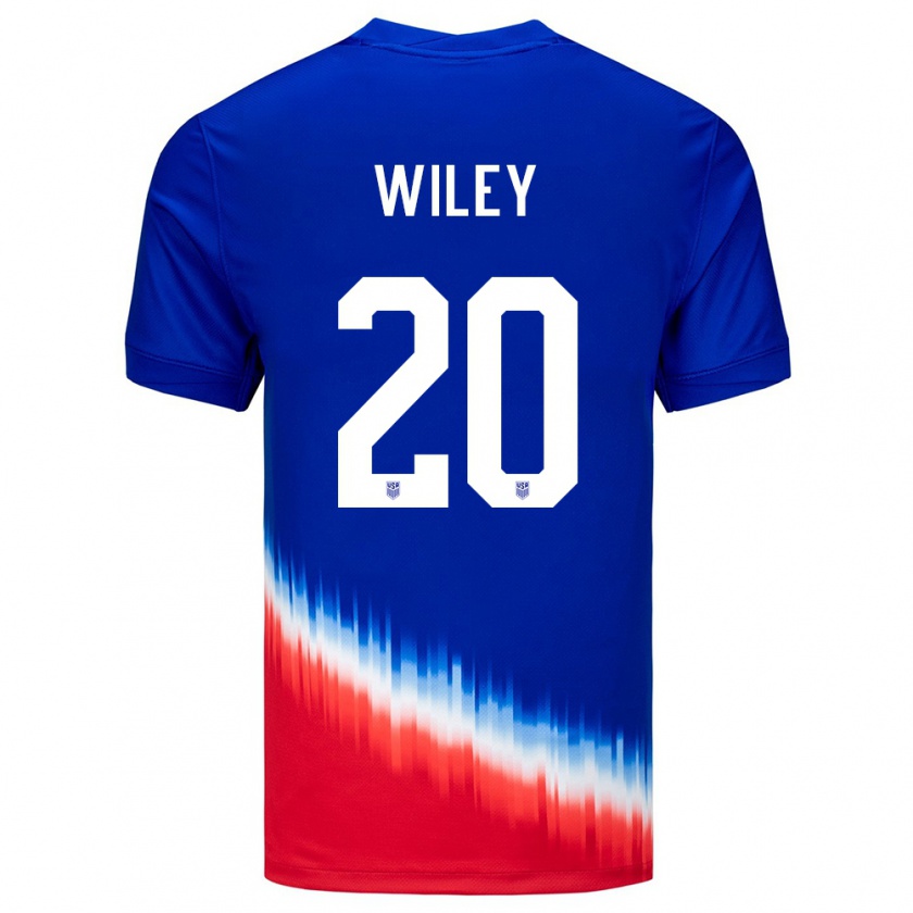 Kandiny Mujer Camiseta Estados Unidos Caleb Wiley #20 Azul 2ª Equipación 24-26 La Camisa Chile