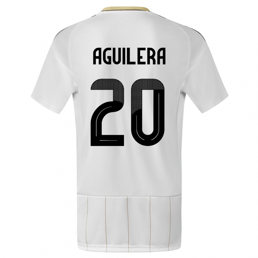 Kandiny Mujer Camiseta Costa Rica Brandon Aguilera #20 Blanco 2ª Equipación 24-26 La Camisa Chile