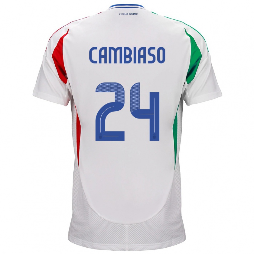 Kandiny Mujer Camiseta Italia Andrea Cambiaso #24 Blanco 2ª Equipación 24-26 La Camisa Chile