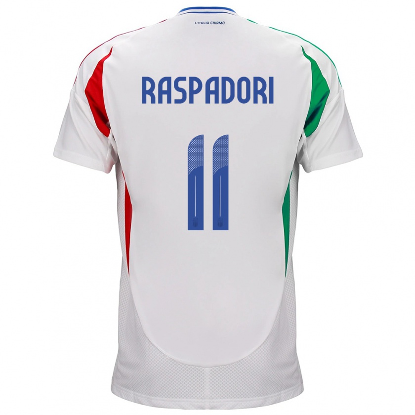 Kandiny Mujer Camiseta Italia Giacomo Raspadori #11 Blanco 2ª Equipación 24-26 La Camisa Chile