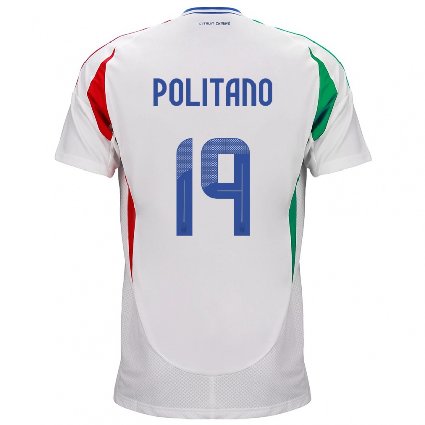 Kandiny Mujer Camiseta Italia Matteo Politano #19 Blanco 2ª Equipación 24-26 La Camisa Chile