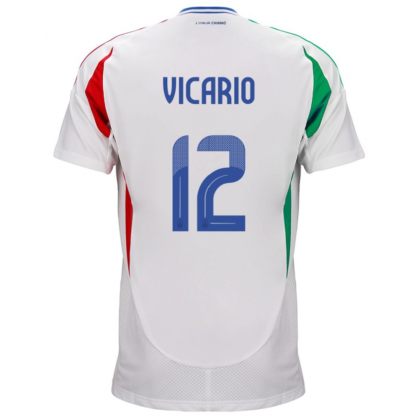 Kandiny Mujer Camiseta Italia Guglielmo Vicario #12 Blanco 2ª Equipación 24-26 La Camisa Chile