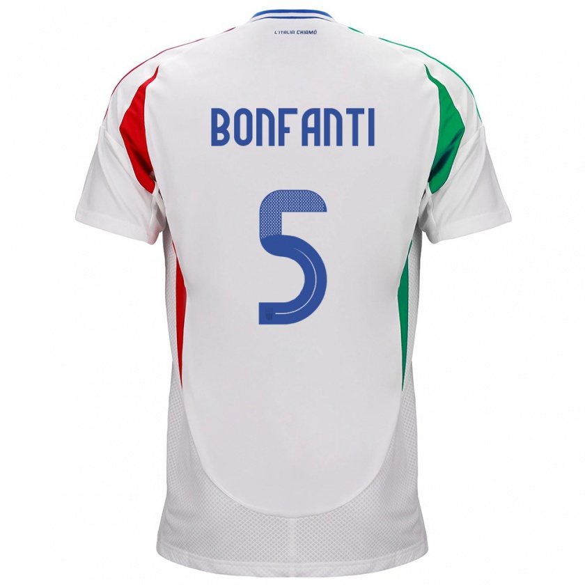 Kandiny Mujer Camiseta Italia Giovanni Bonfanti #5 Blanco 2ª Equipación 24-26 La Camisa Chile