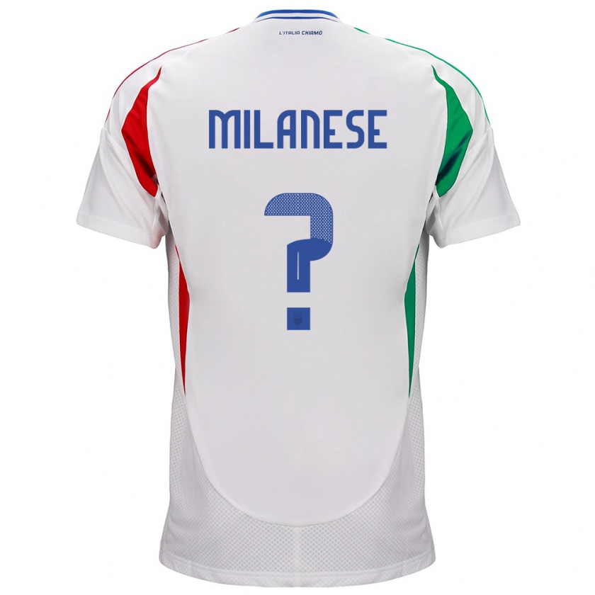 Kandiny Mujer Camiseta Italia Tommaso Milanese #0 Blanco 2ª Equipación 24-26 La Camisa Chile