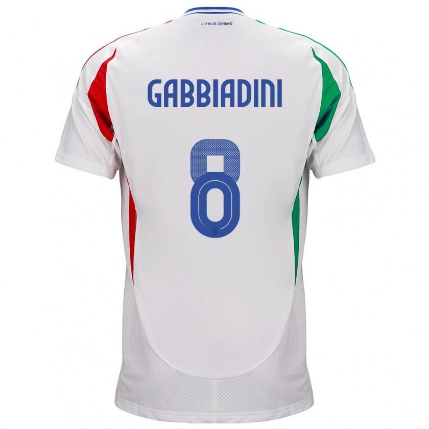 Kandiny Mujer Camiseta Italia Melania Gabbiadini #8 Blanco 2ª Equipación 24-26 La Camisa Chile