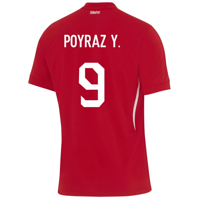 Kandiny Mujer Camiseta Turquía Poyraz Yıldırım #9 Rojo 2ª Equipación 24-26 La Camisa Chile