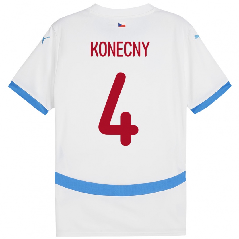 Kandiny Mujer Camiseta Chequia Mikulas Konecny #4 Blanco 2ª Equipación 24-26 La Camisa Chile