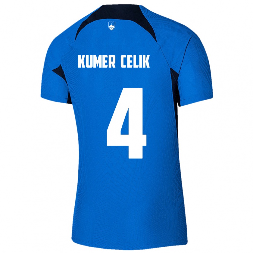 Kandiny Mujer Camiseta Eslovenia An Kumer Celik #4 Azul 2ª Equipación 24-26 La Camisa Chile