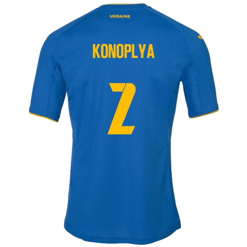 Kandiny Mujer Camiseta Ucrania Yukhym Konoplya #2 Azul 2ª Equipación 24-26 La Camisa Chile