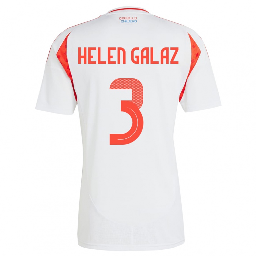 Kandiny Mujer Camiseta Chile Su Helen Galaz #3 Blanco 2ª Equipación 24-26 La Camisa Chile