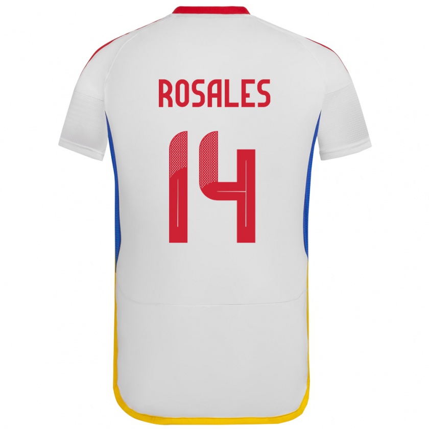 Kandiny Mujer Camiseta Venezuela Roberto Rosales #14 Blanco 2ª Equipación 24-26 La Camisa Chile