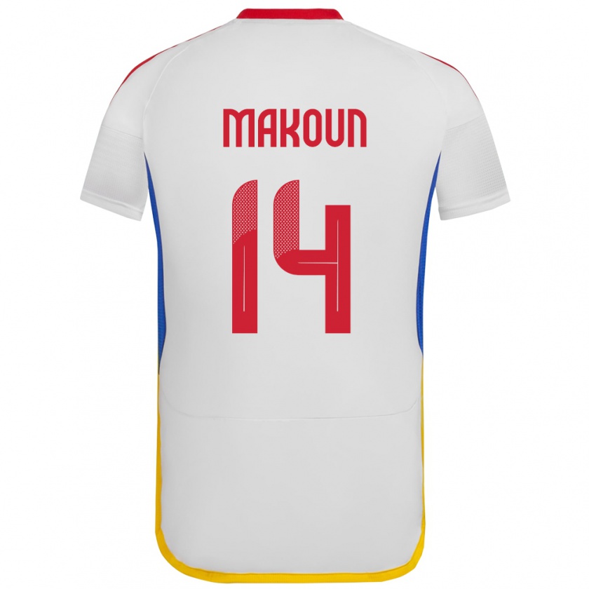 Kandiny Mujer Camiseta Venezuela Christian Makoun #14 Blanco 2ª Equipación 24-26 La Camisa Chile