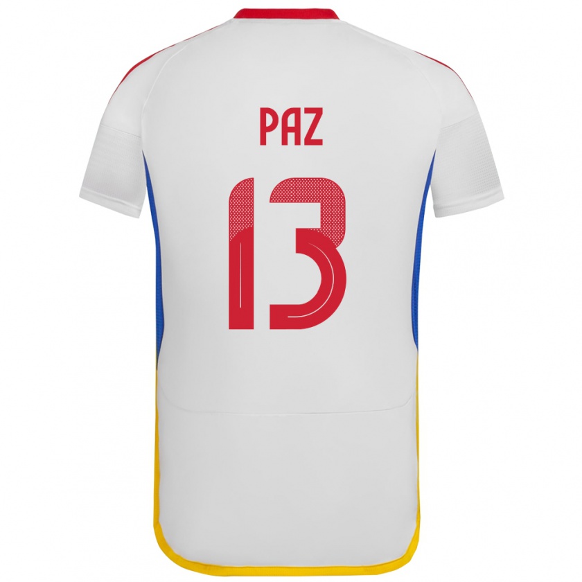 Kandiny Mujer Camiseta Venezuela Jesús Paz #13 Blanco 2ª Equipación 24-26 La Camisa Chile