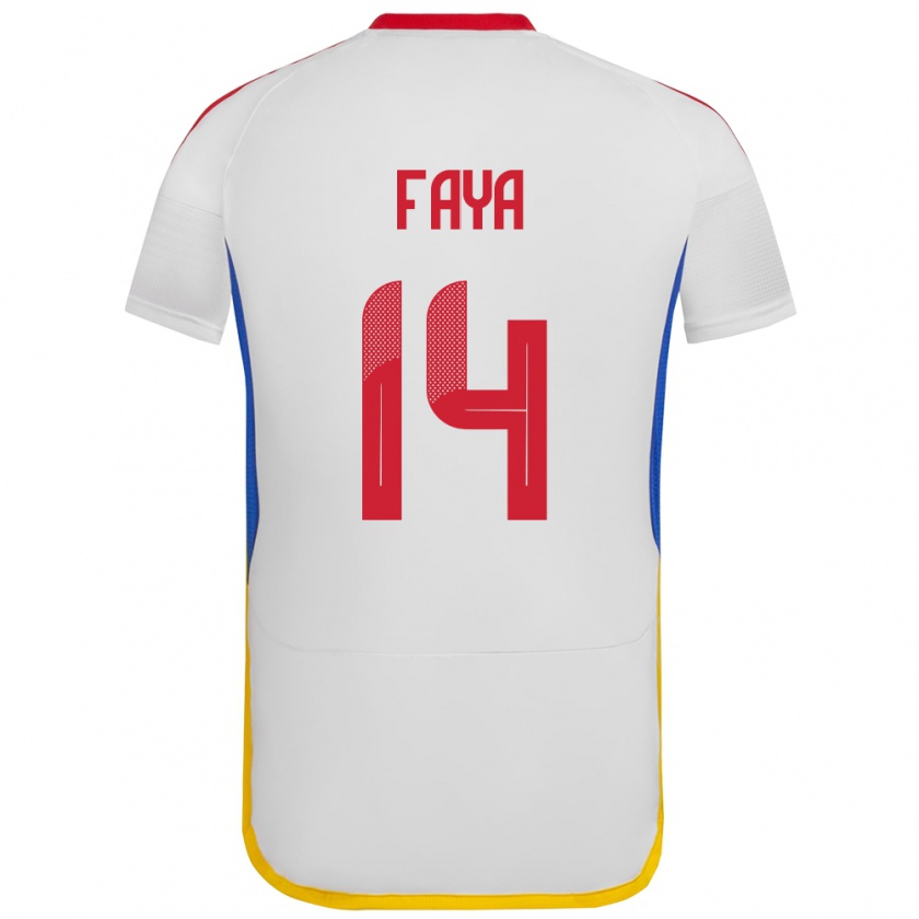 Kandiny Mujer Camiseta Venezuela Carlos Faya #14 Blanco 2ª Equipación 24-26 La Camisa Chile