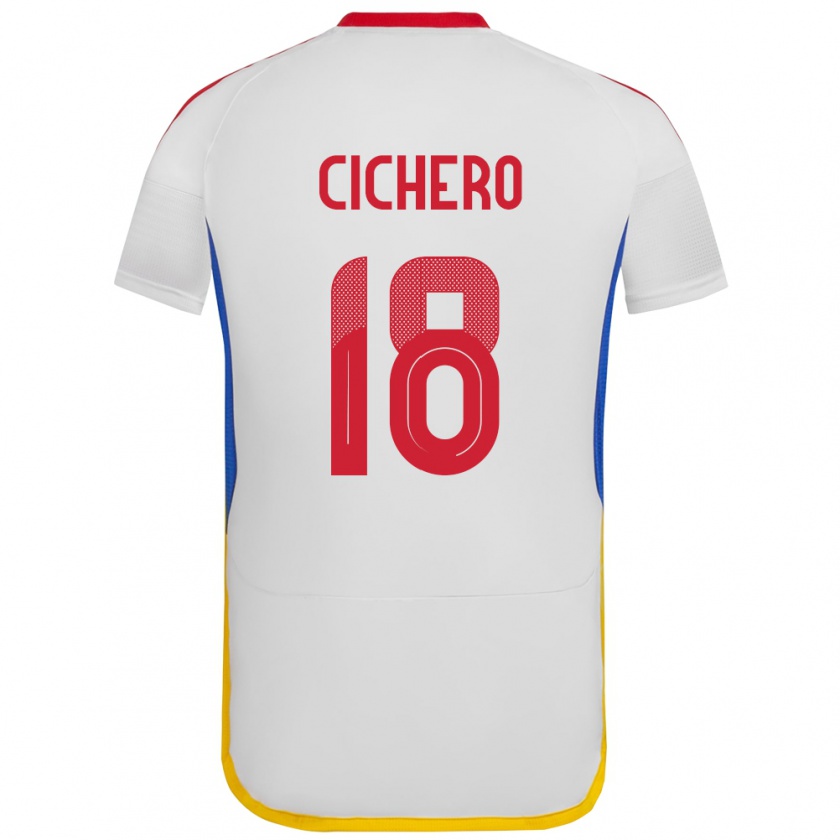 Kandiny Mujer Camiseta Venezuela Alejandro Cichero #18 Blanco 2ª Equipación 24-26 La Camisa Chile