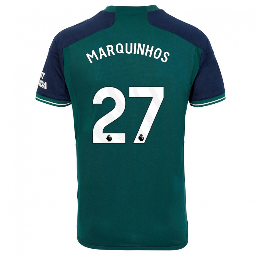 Kandiny Niño Camiseta Marquinhos #27 Verde Equipación Tercera 2023/24 La Camisa Chile