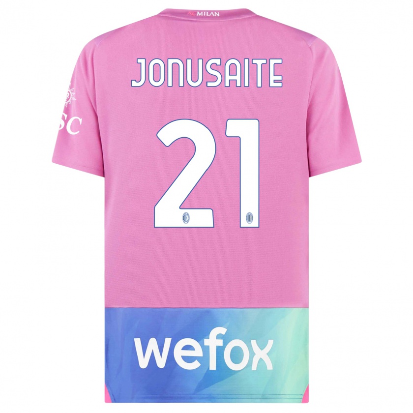 Kandiny Niño Camiseta Rimante Jonusaite #21 Rosado Morado Equipación Tercera 2023/24 La Camisa Chile