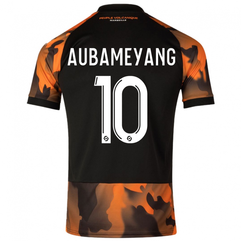 Kandiny Niño Camiseta Pierre-Emerick Aubameyang #10 Negro Naranja Equipación Tercera 2023/24 La Camisa Chile