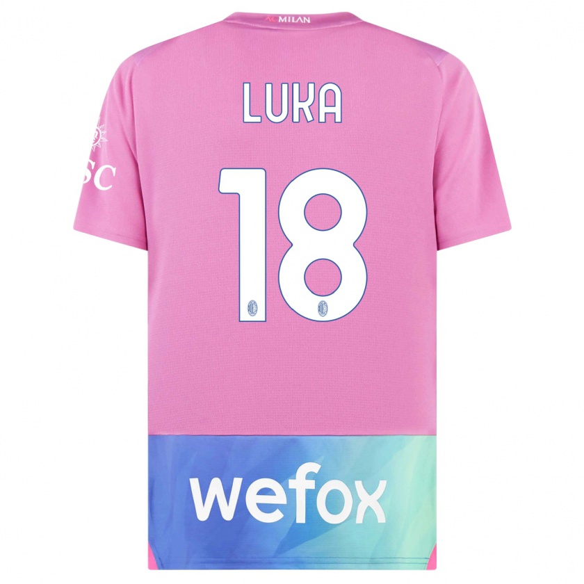 Kandiny Hombre Camiseta Luka Romero #18 Rosado Morado Equipación Tercera 2023/24 La Camisa Chile