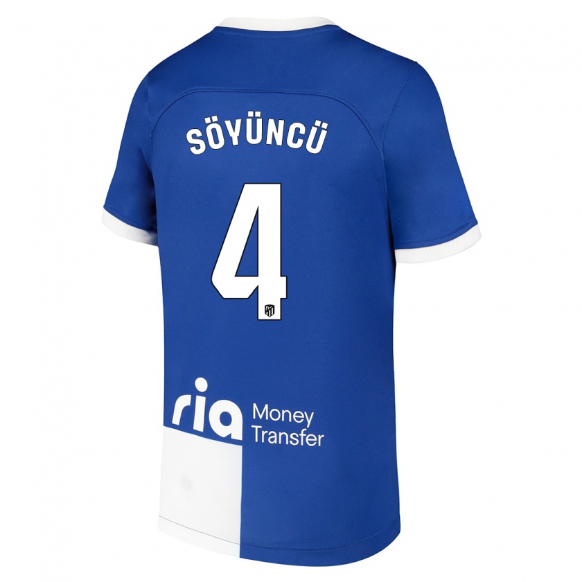 Kandiny Mujer Camiseta Caglar Söyüncü #4 Azul Blanco 2ª Equipación 2023/24 La Camisa Chile