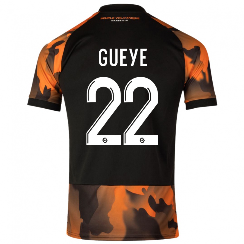 Kandiny Mujer Camiseta Pape Gueye #22 Negro Naranja Equipación Tercera 2023/24 La Camisa Chile