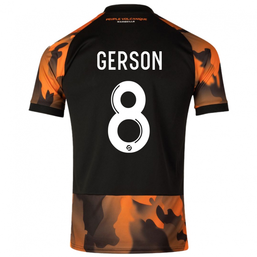 Kandiny Mujer Camiseta Gerson #8 Negro Naranja Equipación Tercera 2023/24 La Camisa Chile