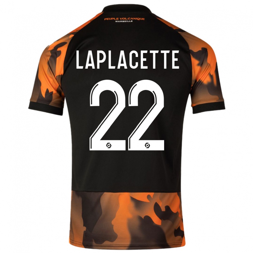 Kandiny Mujer Camiseta Tess Laplacette #22 Negro Naranja Equipación Tercera 2023/24 La Camisa Chile