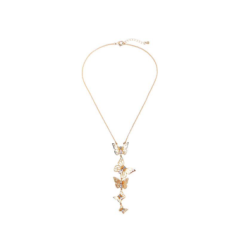 Kandiny - Golden butterfly pendant wish explosion Necklace