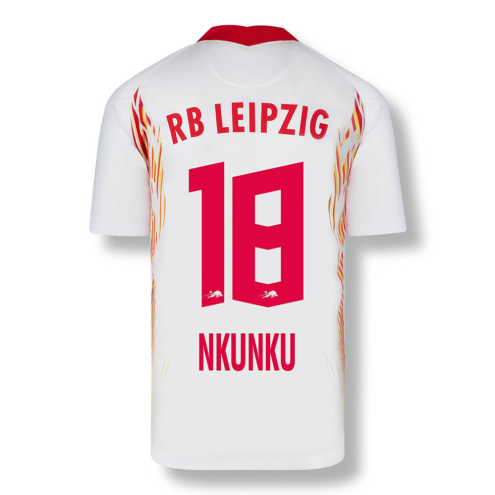 Niño Fútbol Camiseta Christopher Nkunku #18 1ª Equipación Rojo Blanco 2020/21 La Camisa Chile