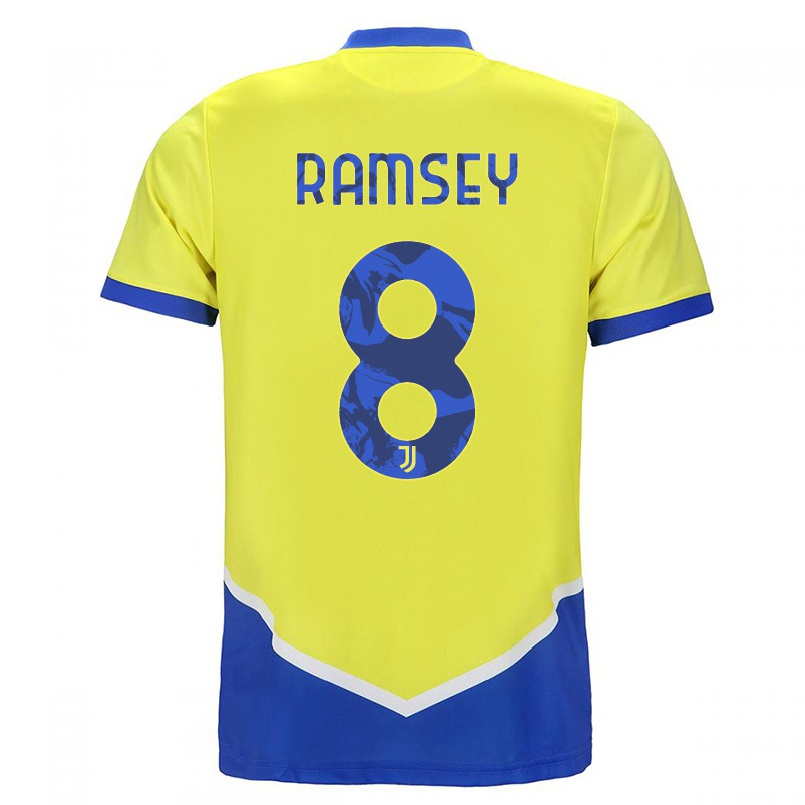 Hombre Fútbol Camiseta Aaron Ramsey #8 Azul Amarillo 3ª Equipación 2021/22 La Camisa Chile