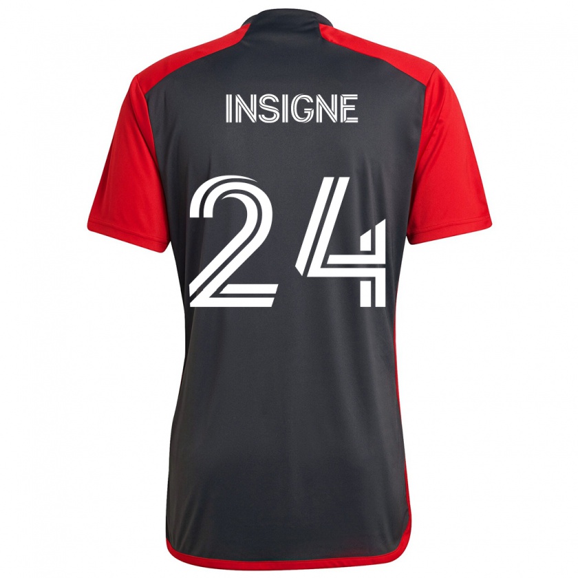 Kandiny Niño Camiseta Lorenzo Insigne #24 Rojo Grayn 1ª Equipación 2024/25 La Camisa Chile