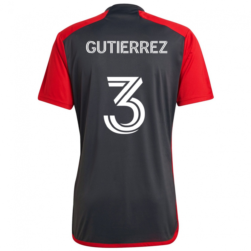 Kandiny Niño Camiseta Cristián Gutiérrez #3 Rojo Grayn 1ª Equipación 2024/25 La Camisa Chile