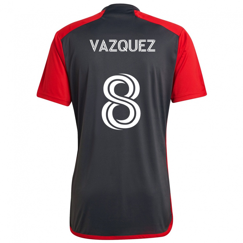 Kandiny Niño Camiseta Víctor Vázquez #8 Rojo Grayn 1ª Equipación 2024/25 La Camisa Chile