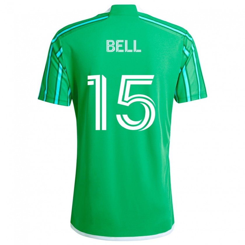 Kandiny Niño Camiseta Jon Bell #15 Verde Blanco 1ª Equipación 2024/25 La Camisa Chile