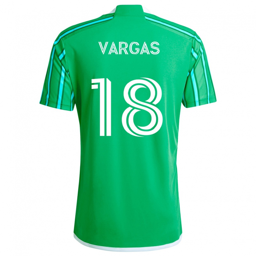 Kandiny Niño Camiseta Obed Vargas #18 Verde Blanco 1ª Equipación 2024/25 La Camisa Chile