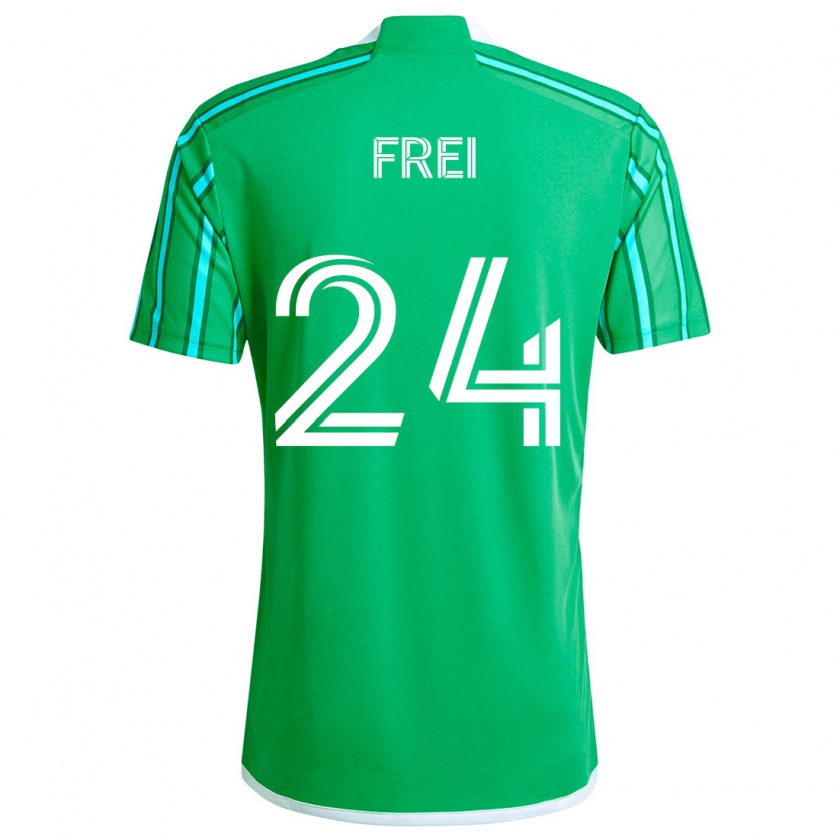 Kandiny Niño Camiseta Stefan Frei #24 Verde Blanco 1ª Equipación 2024/25 La Camisa Chile